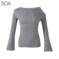 20ALSW003 Seamless wholegarment sweater wool off shoulder women pullover sweater